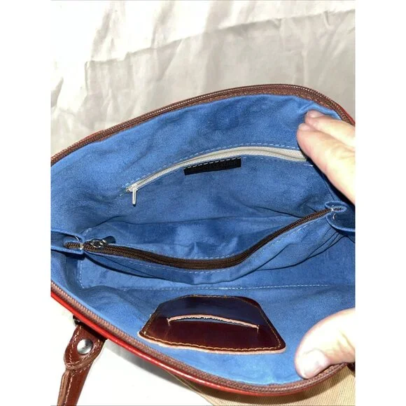 Christian Florence Made In Italy Leather HandBag Red With Brown Handle Dust Bag - Picture 7 of 15
